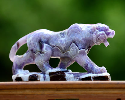 Amazing 8.3" Dream Amethyst Hand Carved Crystal Tiger Sculpture