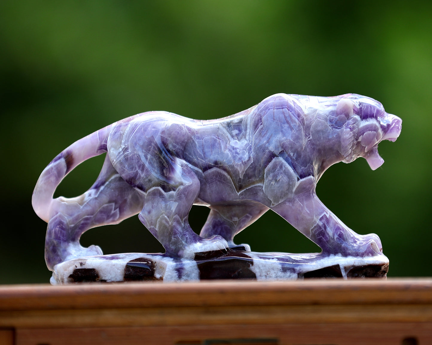 Amazing 8.3" Dream Amethyst Hand Carved Crystal Tiger Sculpture