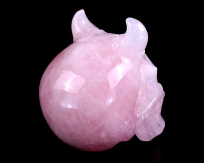 Unique 4.5" Rose Quartz Hand Carved Crystal Realistic Skull Sculpture