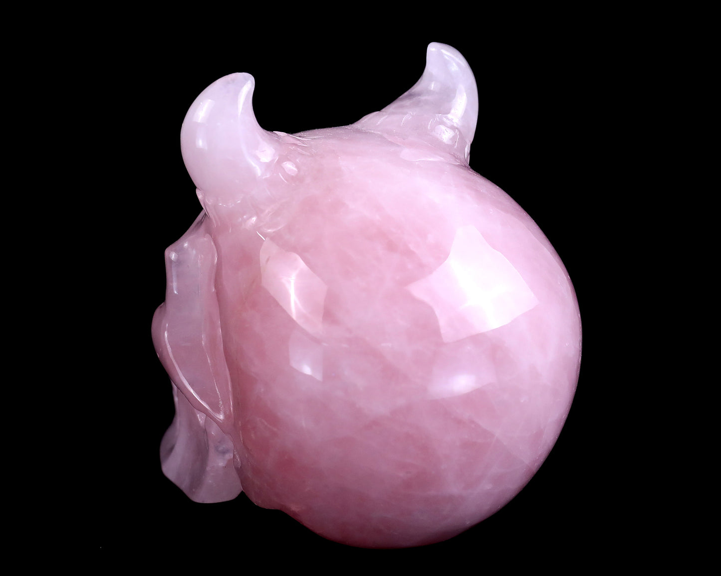 Unique 4.5" Rose Quartz Hand Carved Crystal Realistic Skull Sculpture