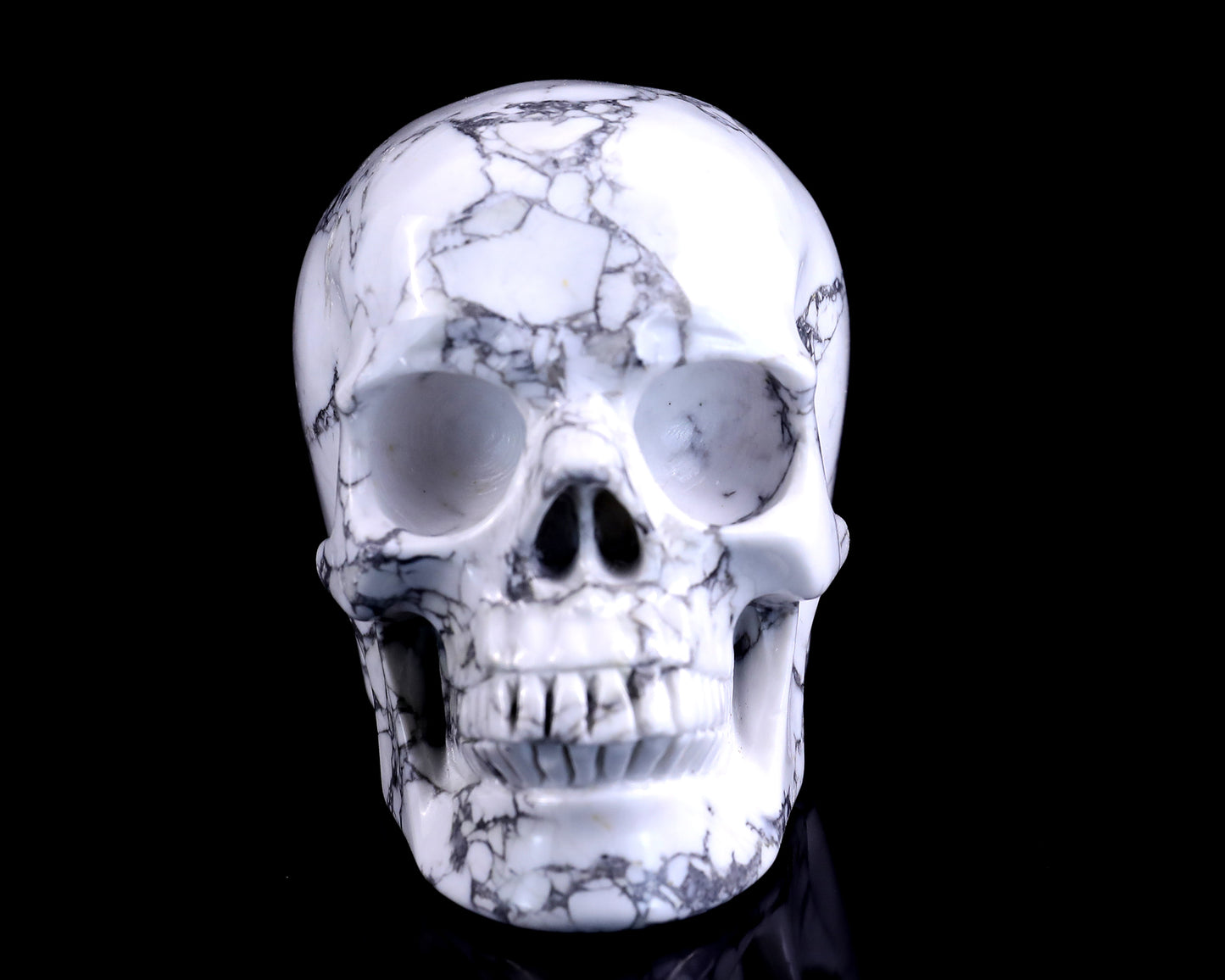 4.3" Howlite Hand Carved Crystal Realistic Skull Sculpture