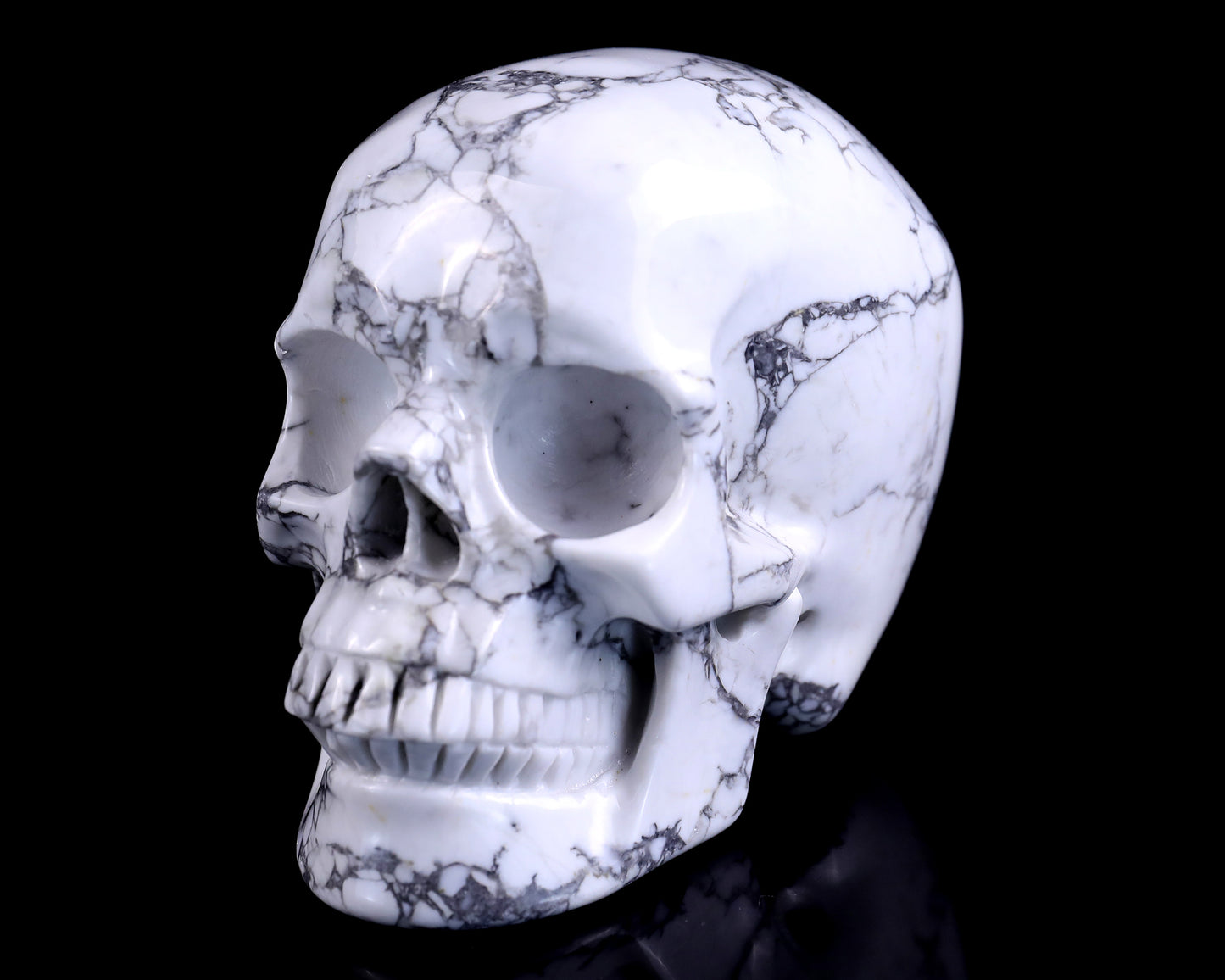 4.3" Howlite Hand Carved Crystal Realistic Skull Sculpture