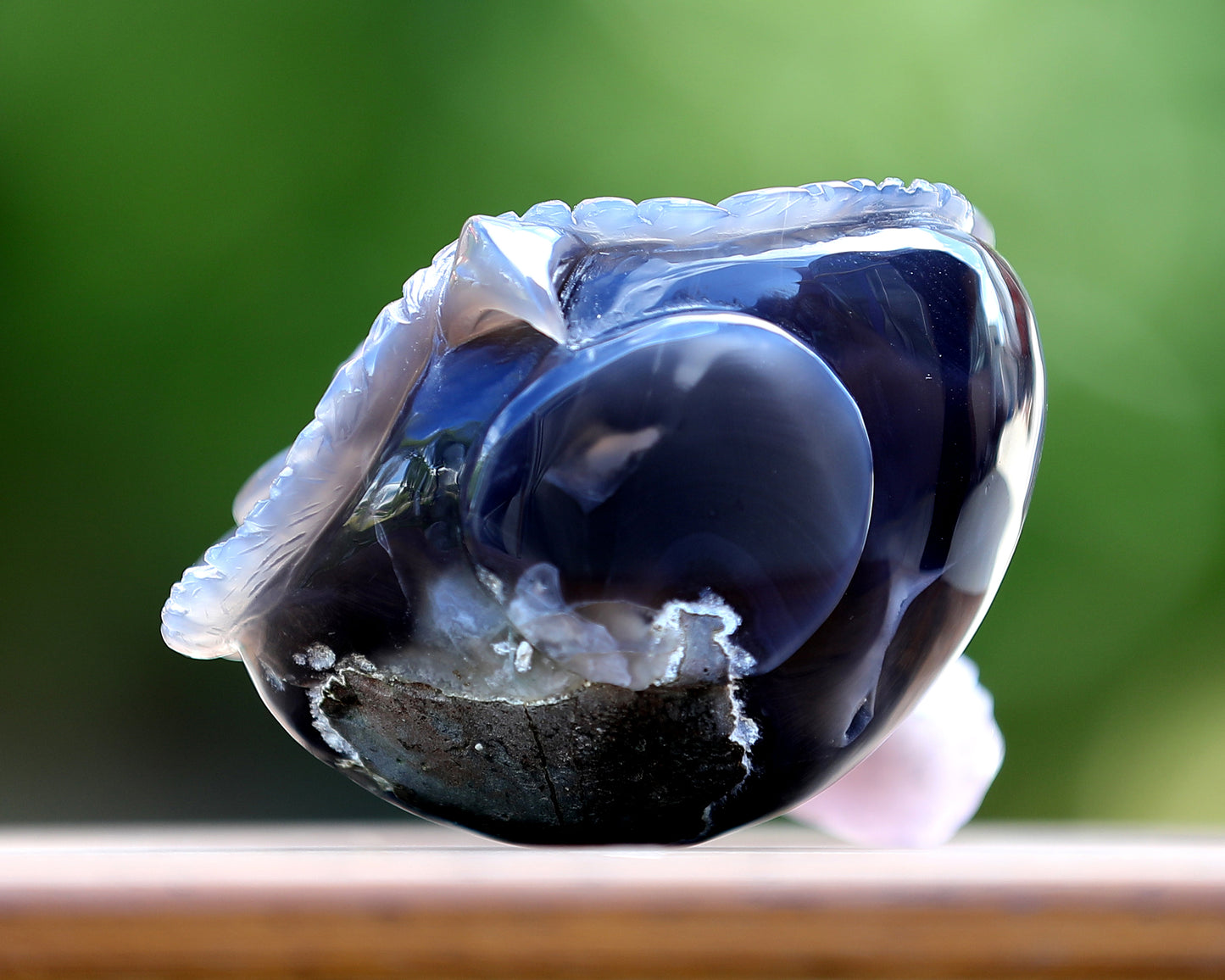 4.5" Amethyst Geode Agate Hand Carved Crystal Owl Sculpture