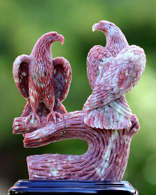 9.4" Red Agate Hand Carved Crystal Eagle Sculpture