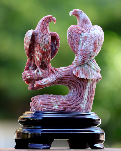 9.4" Red Agate Hand Carved Crystal Eagle Sculpture