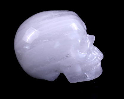 3.0" Angolan Quartz Hand Carved Crystal Realistic Skull Sculpture