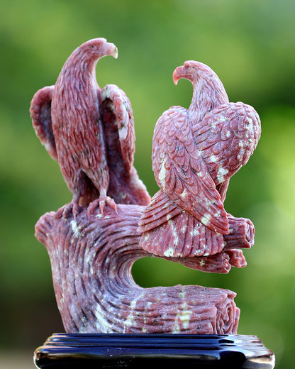 9.4" Red Agate Hand Carved Crystal Eagle Sculpture