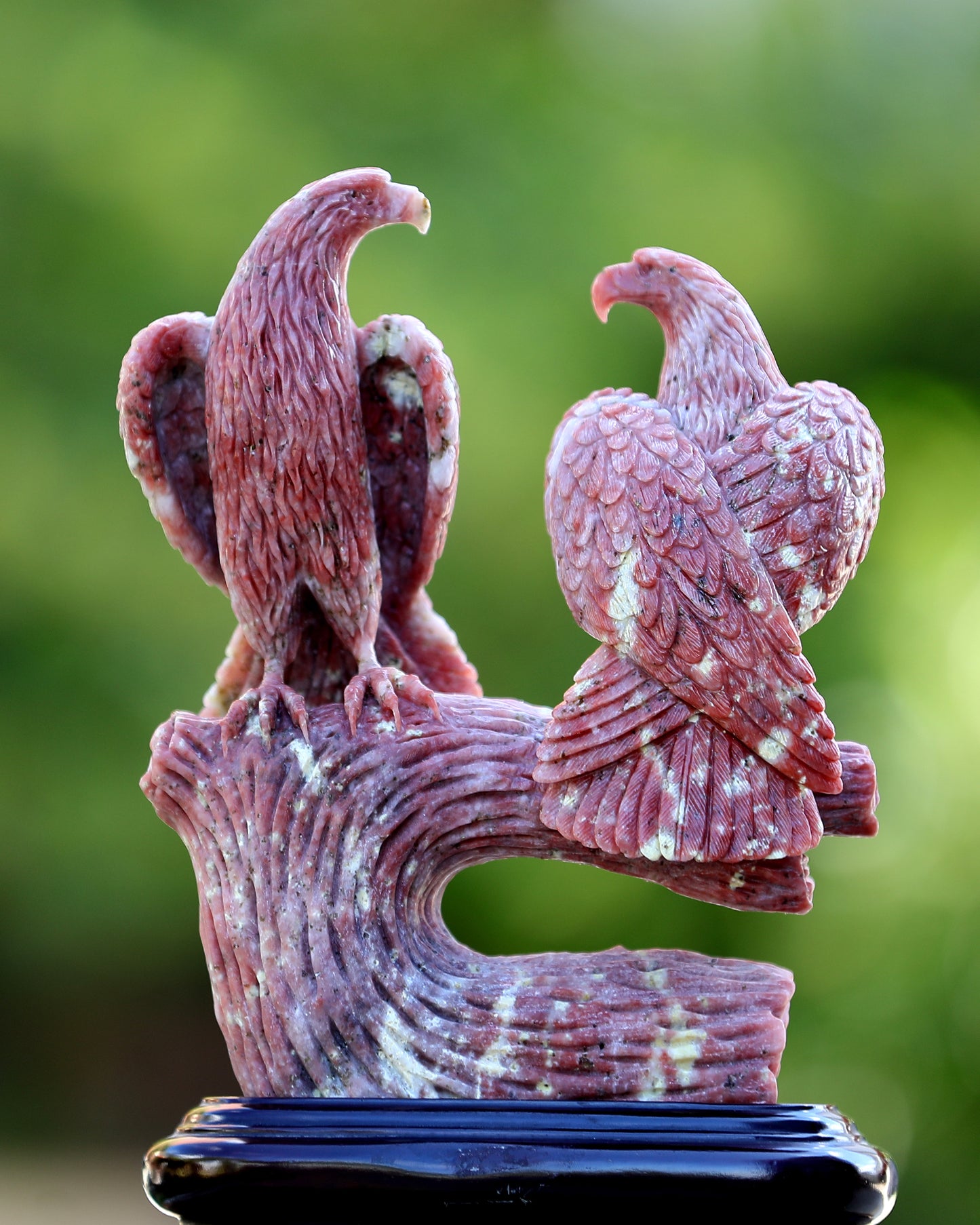 9.4" Red Agate Hand Carved Crystal Eagle Sculpture