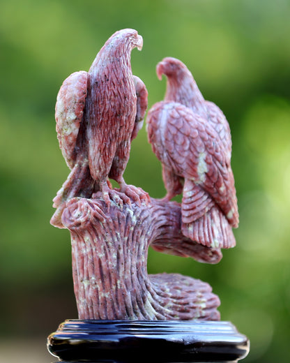 9.4" Red Agate Hand Carved Crystal Eagle Sculpture