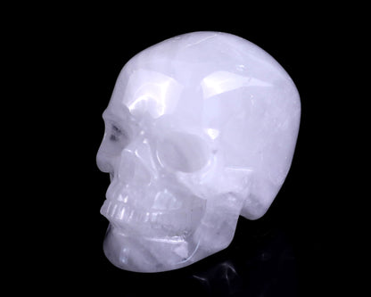 3.0" Angolan Quartz Hand Carved Crystal Realistic Skull Sculpture