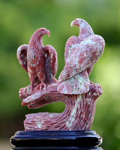 9.4" Red Agate Hand Carved Crystal Eagle Sculpture