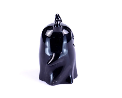 2.9” Natural Black Obsidian Hand Carved Crystal Ghost Sculpture, Halloween Gift