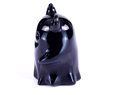 2.9” Natural Black Obsidian Hand Carved Crystal Ghost Sculpture, Halloween Gift