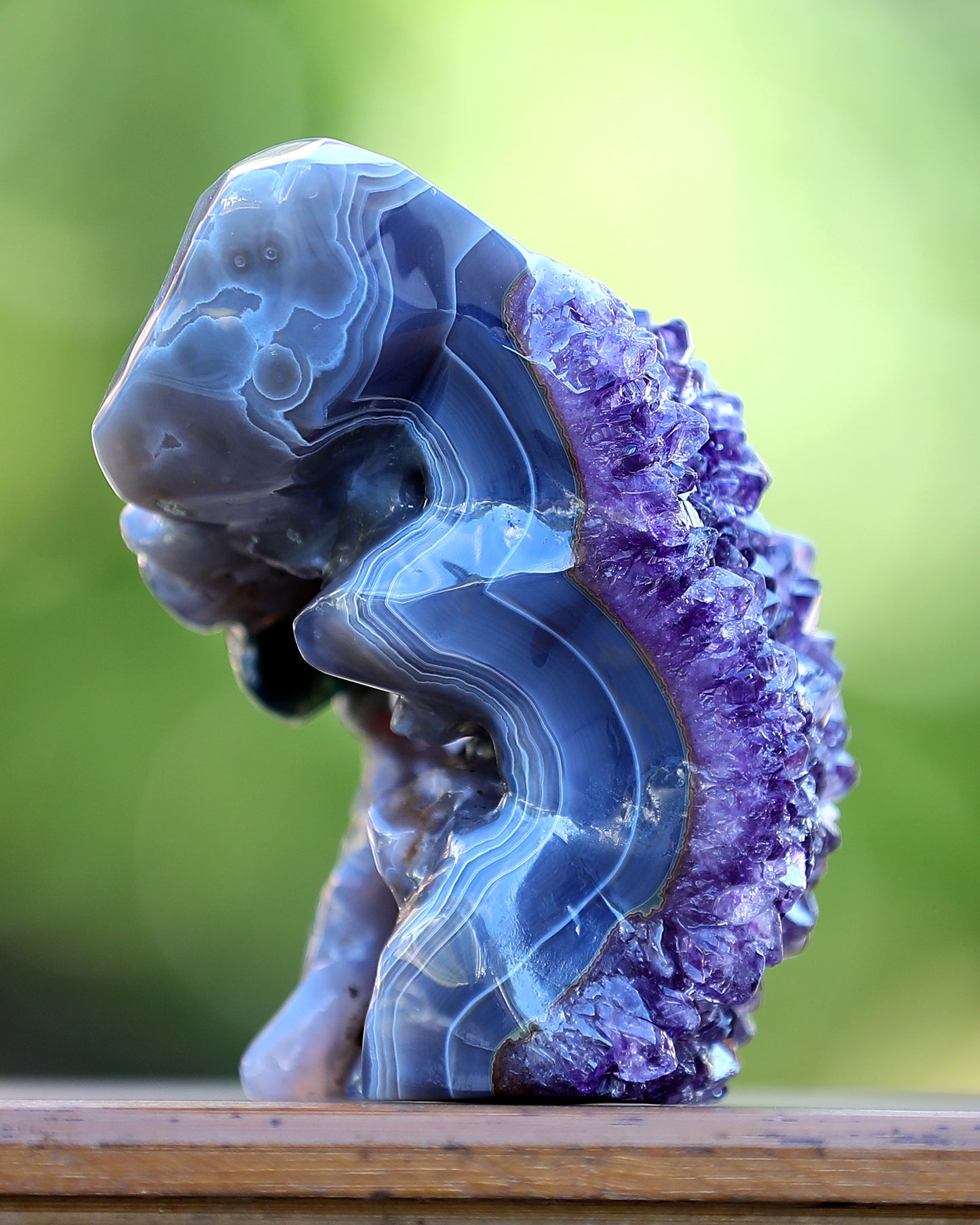 5.0" Amethyst Druse Agate Hand Carved Mineral Specimen Skull Sculpture