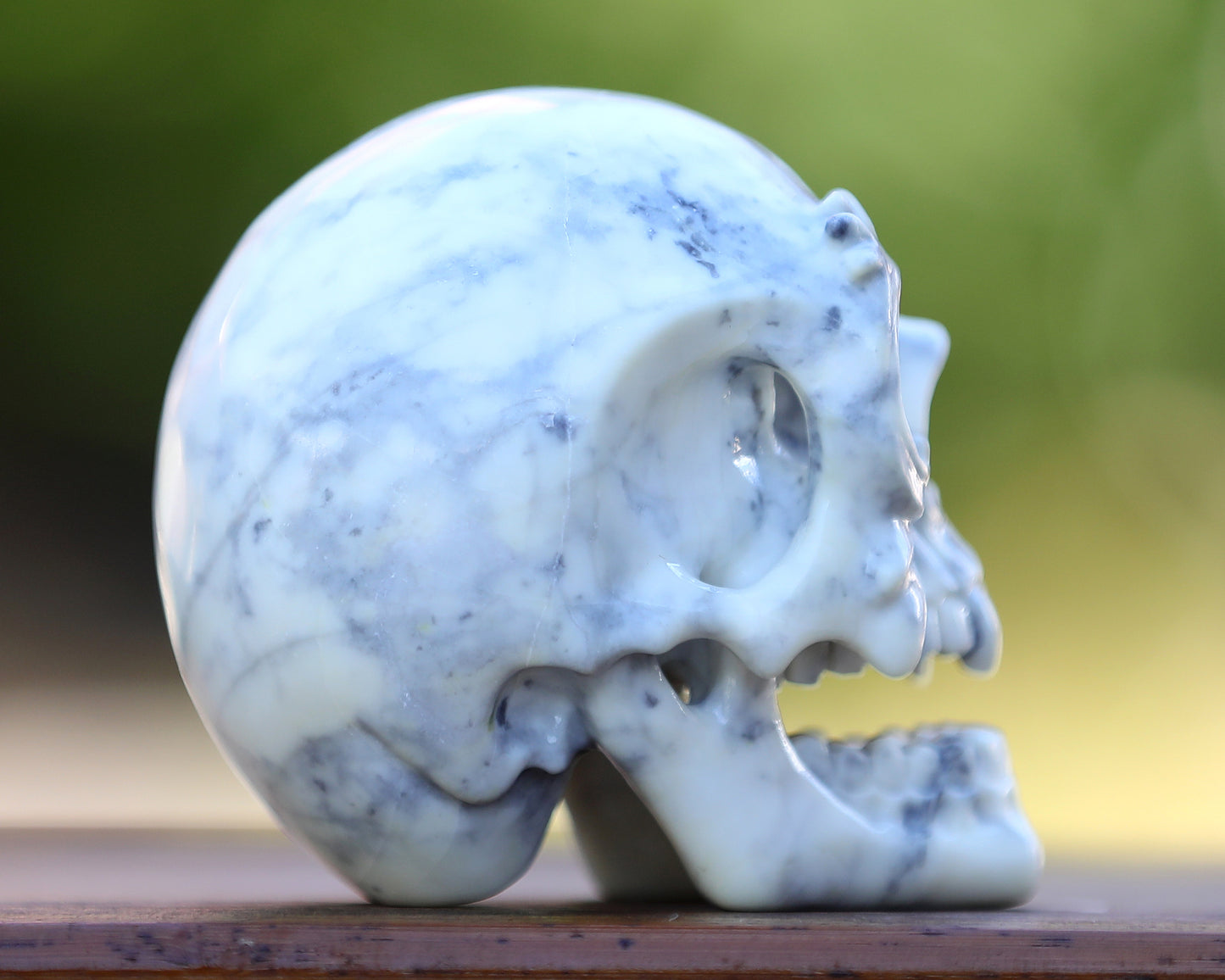 3.8" White Jade Hand Carved Crystal Skull Sculpture