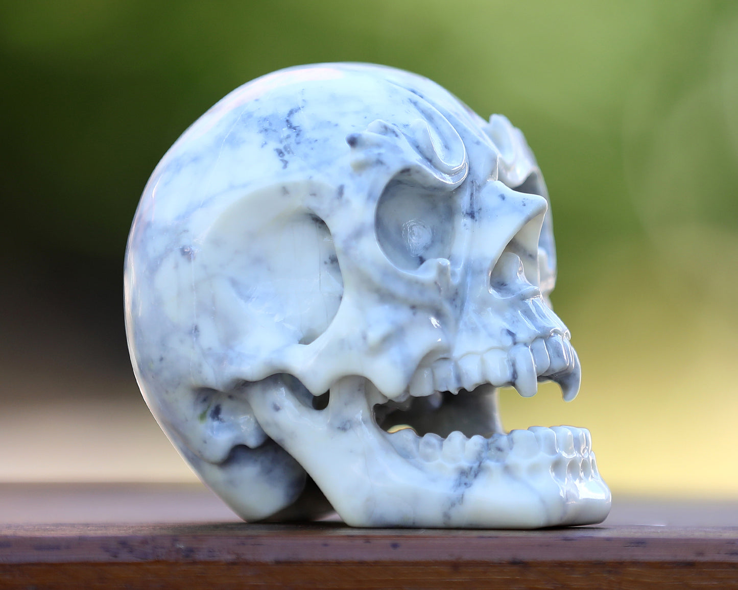 3.8" White Jade Hand Carved Crystal Skull Sculpture