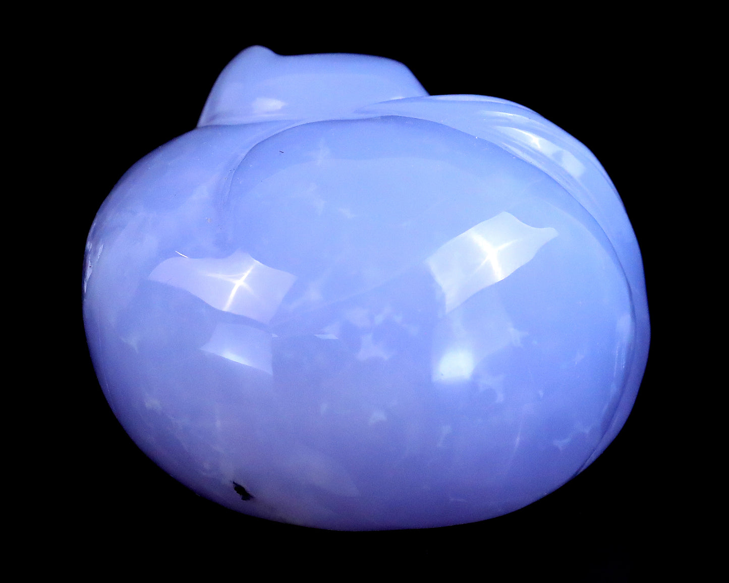 2.5" Blue Chalcedony Hand Carved Crystal Sleepy Cat Sculpture