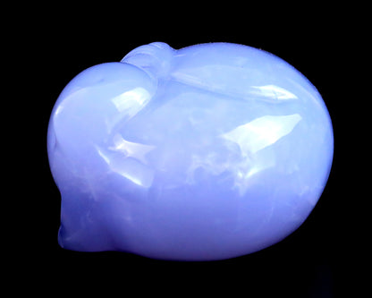 2.5" Blue Chalcedony Hand Carved Crystal Sleepy Cat Sculpture