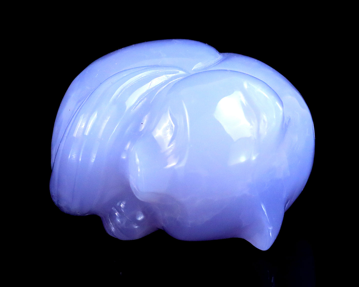 2.5" Blue Chalcedony Hand Carved Crystal Sleepy Cat Sculpture