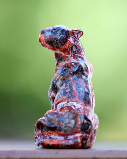 3.0" Leopard Skin Agate Hand Carved Crystal Leopard Sculpture