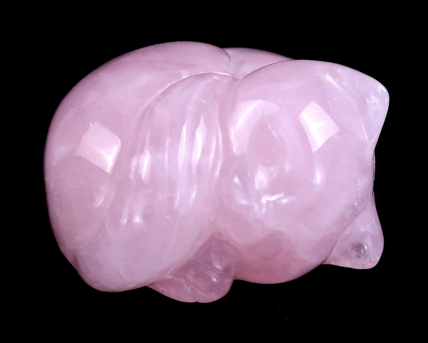 2.5" Rose Quartz Hand Carved Crystal Sleepy Cat Sculpture