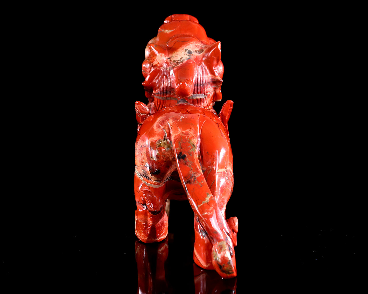 11" Natural Red Jasper Hand Carved Crystal Kylin Sculpture