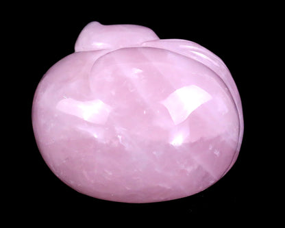 2.5" Rose Quartz Hand Carved Crystal Sleepy Cat Sculpture