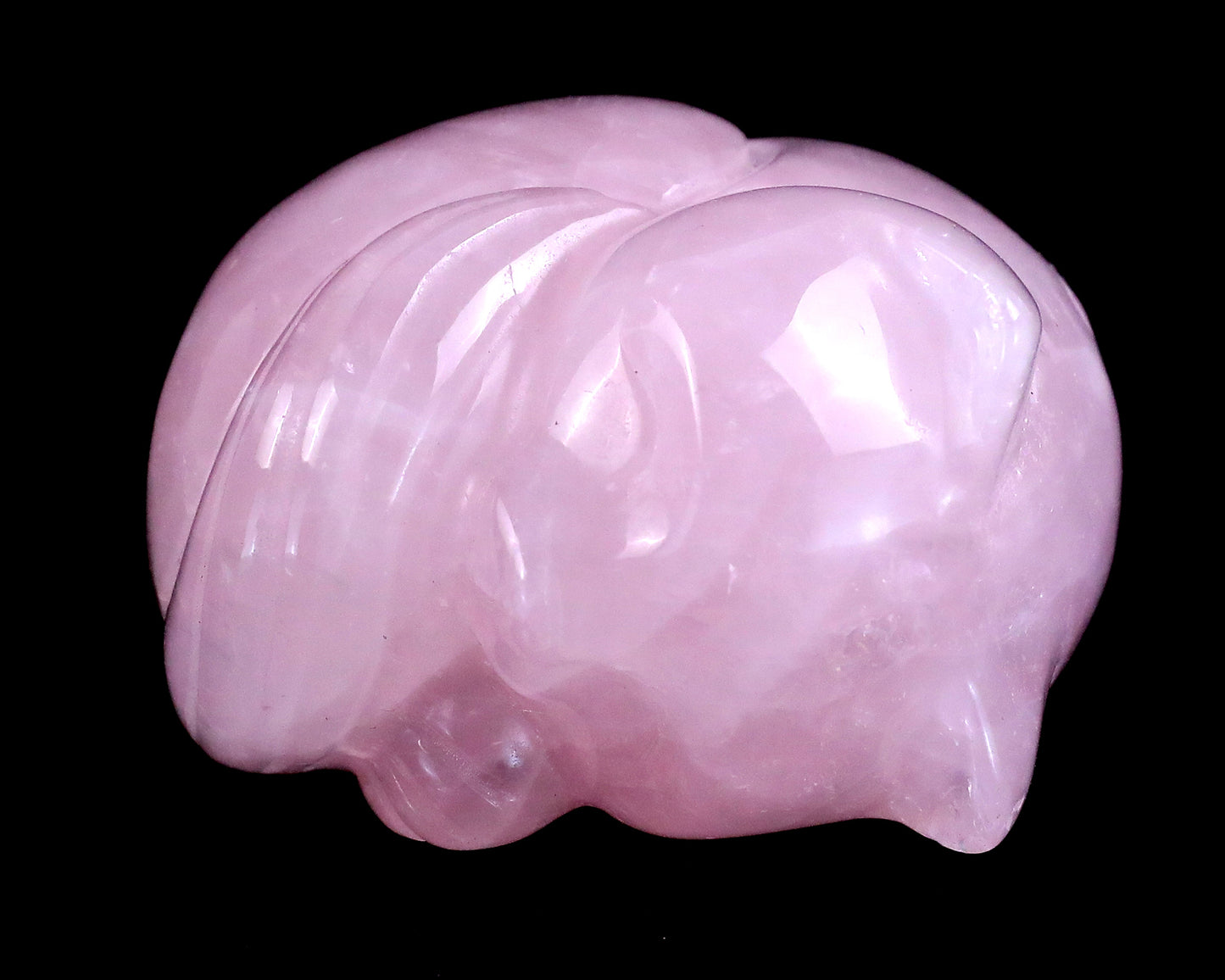 2.5" Rose Quartz Hand Carved Crystal Sleepy Cat Sculpture