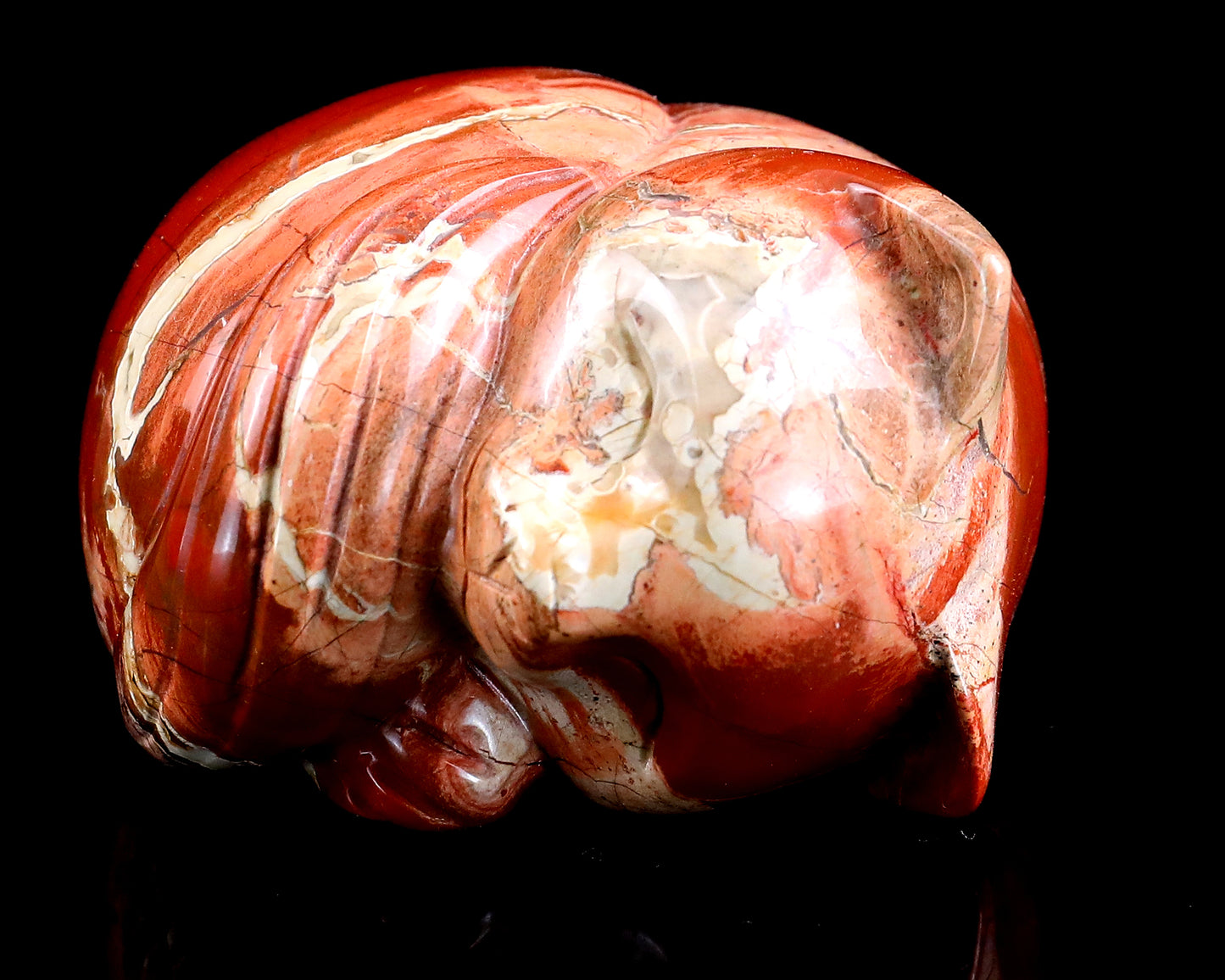 2.5" Red Jasper Hand Carved Crystal Sleepy Cat Sculpture