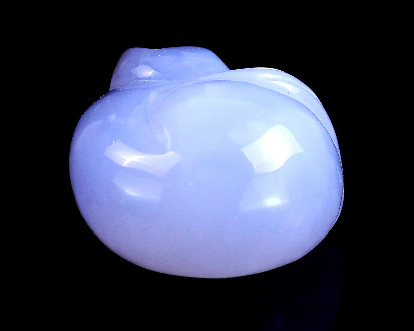 1.6" Blue Chalcedony Hand Carved Crystal Sleepy Cat Sculpture