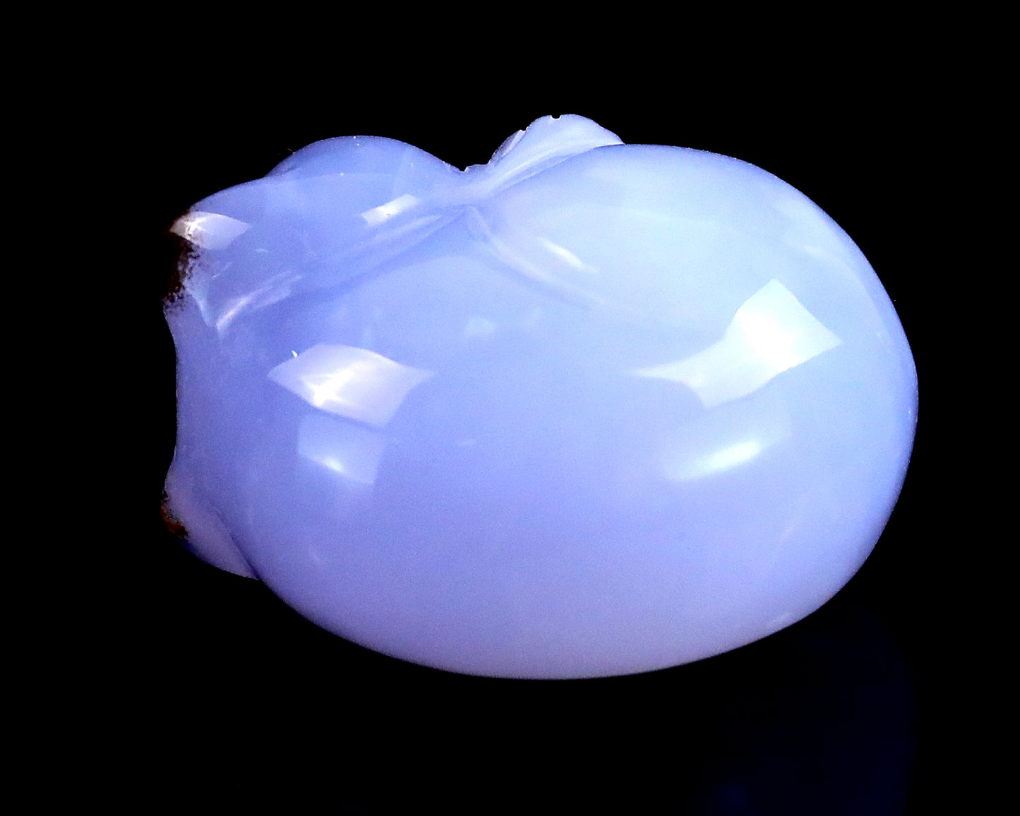 1.6" Blue Chalcedony Hand Carved Crystal Sleepy Cat Sculpture