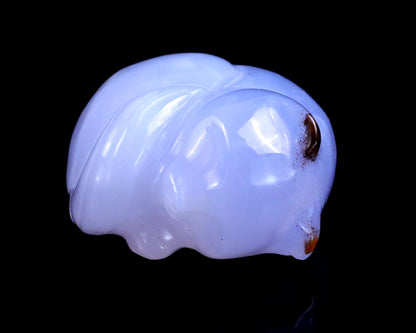 1.6" Blue Chalcedony Hand Carved Crystal Sleepy Cat Sculpture