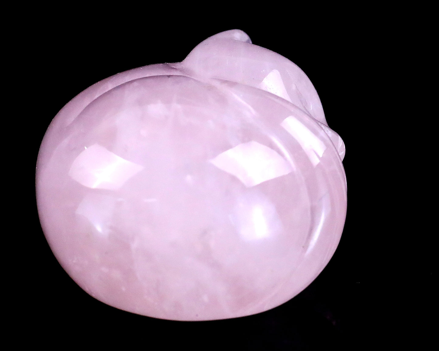 1.6" Rose Quartz Hand Carved Crystal Sleepy Cat Sculpture