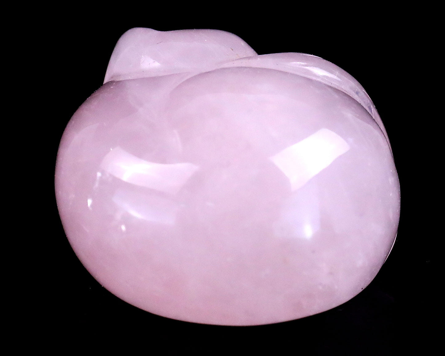 1.6" Rose Quartz Hand Carved Crystal Sleepy Cat Sculpture