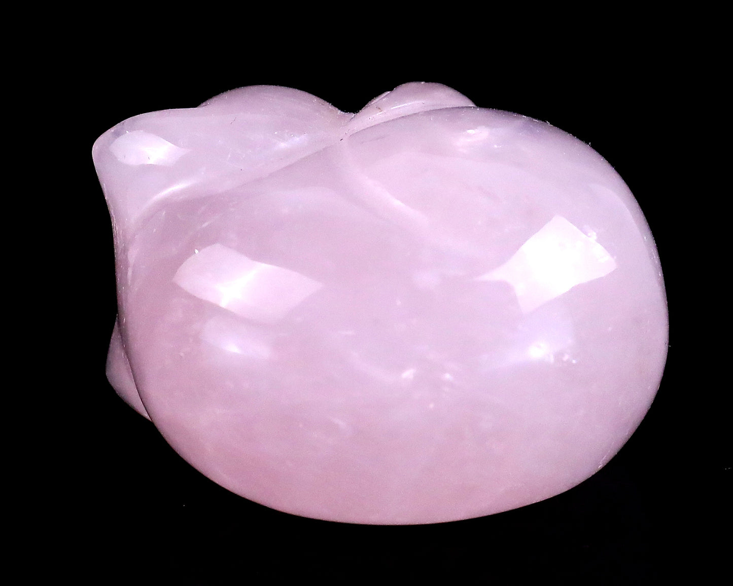 1.6" Rose Quartz Hand Carved Crystal Sleepy Cat Sculpture