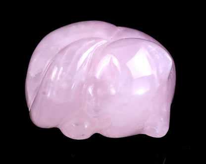 1.6" Rose Quartz Hand Carved Crystal Sleepy Cat Sculpture