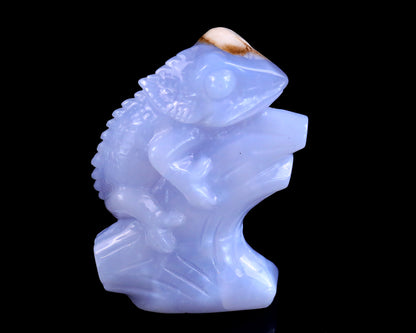 2.9" Blue Chalcedony Hand Carved Crystal Lizard Sculpture