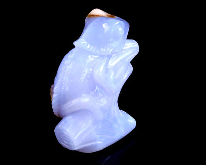 2.9" Blue Chalcedony Hand Carved Crystal Lizard Sculpture