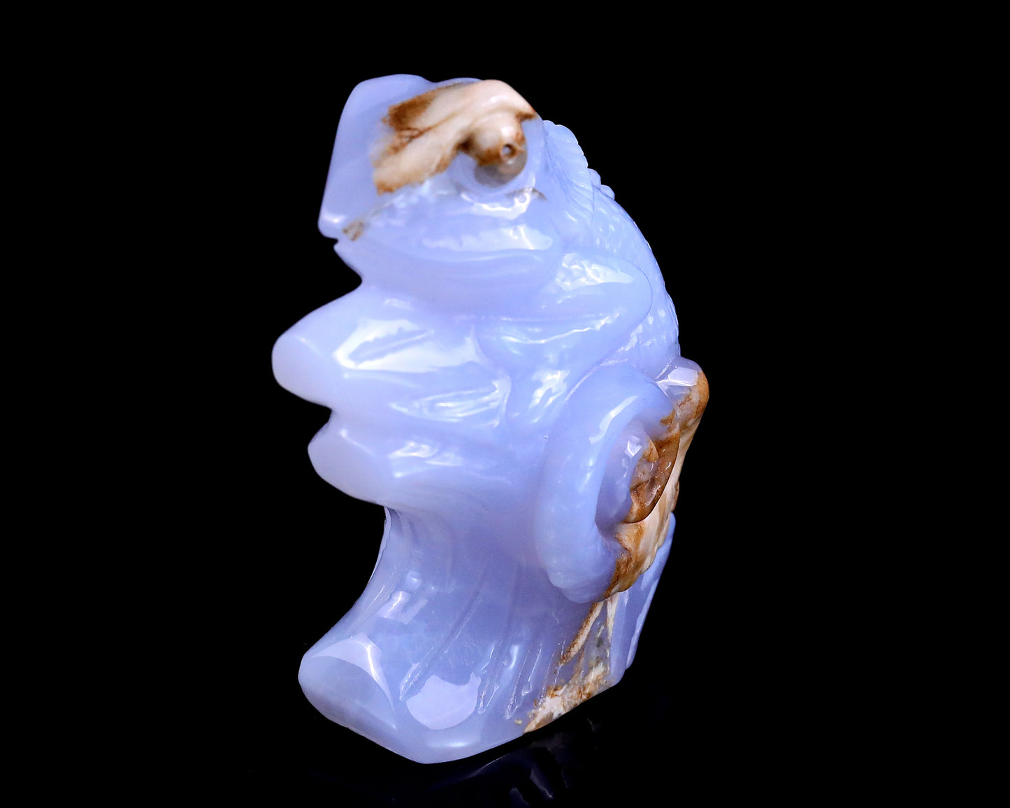 2.9" Blue Chalcedony Hand Carved Crystal Lizard Sculpture