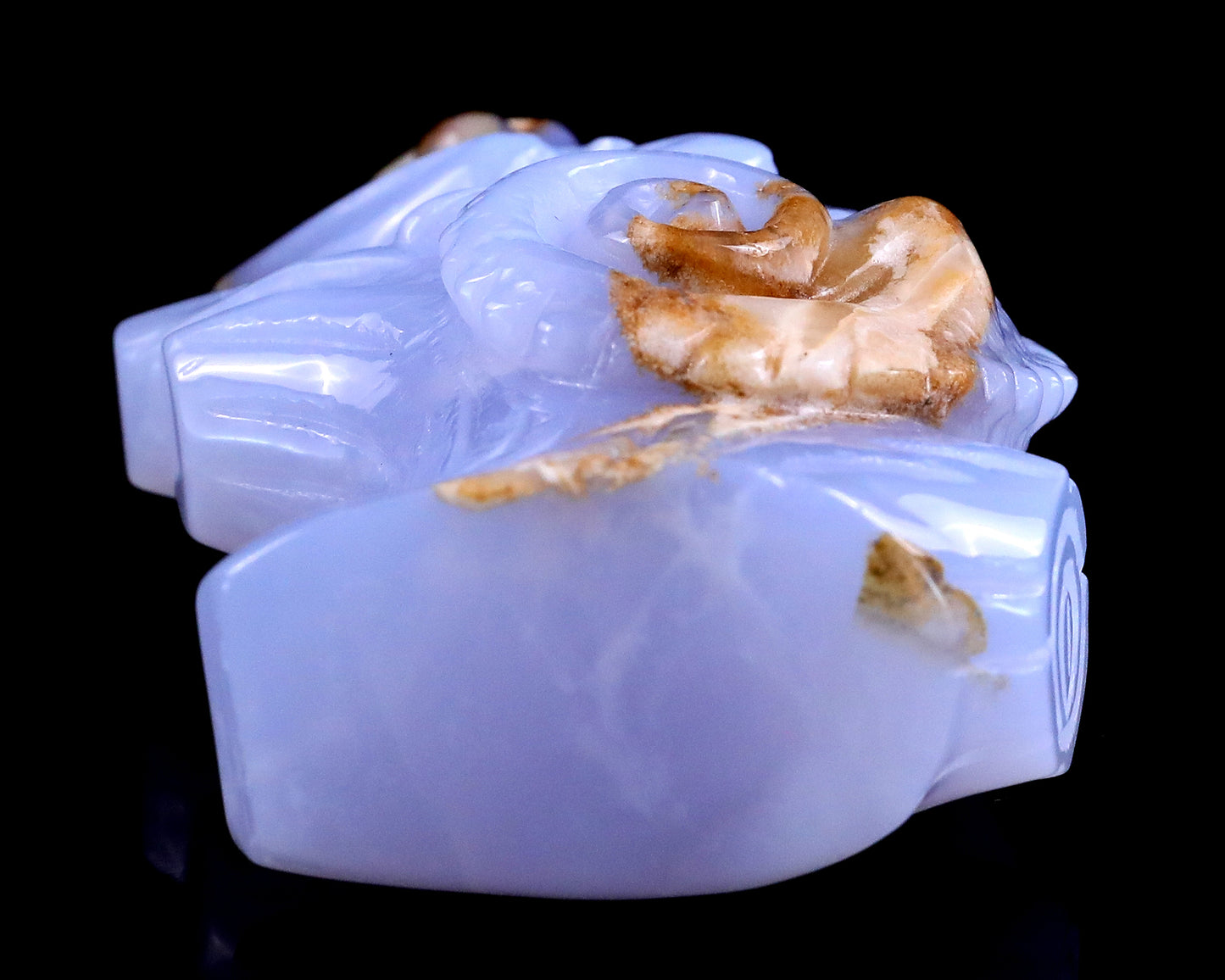 2.9" Blue Chalcedony Hand Carved Crystal Lizard Sculpture