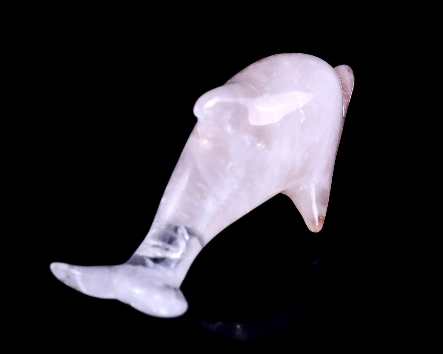 3.9" Angolan Quartz Rock Hand Carved Crystal Dolphin Sculpture