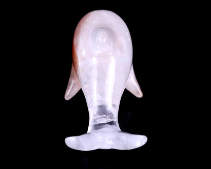 3.9" Angolan Quartz Rock Hand Carved Crystal Dolphin Sculpture