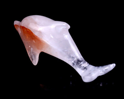 3.9" Angolan Quartz Rock Hand Carved Crystal Dolphin Sculpture