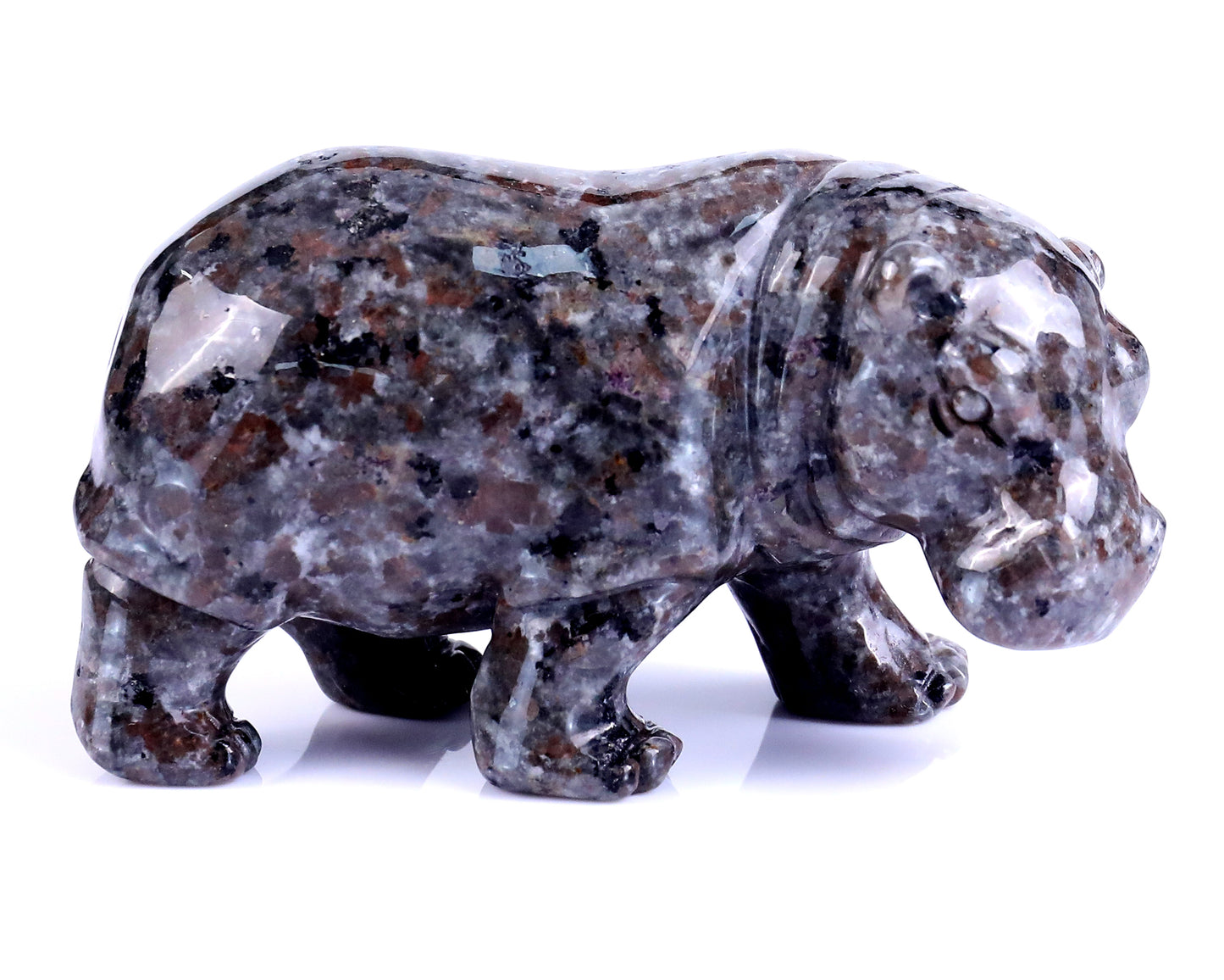 3.9" Yooperlite Hand Carved Crystal Hippo Sculpture