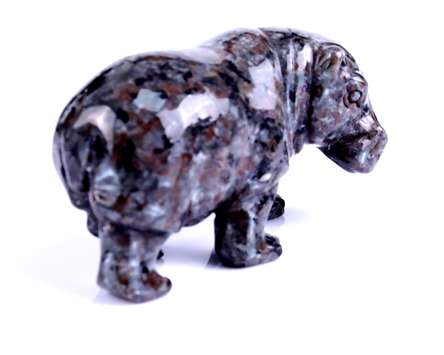 3.9" Yooperlite Hand Carved Crystal Hippo Sculpture