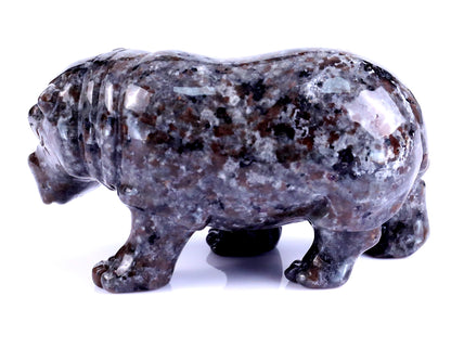 3.9" Yooperlite Hand Carved Crystal Hippo Sculpture