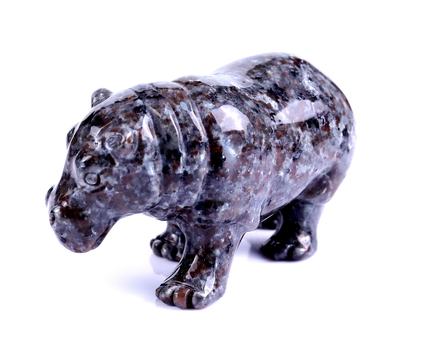 3.9" Yooperlite Hand Carved Crystal Hippo Sculpture