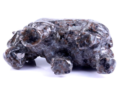 3.9" Yooperlite Hand Carved Crystal Hippo Sculpture