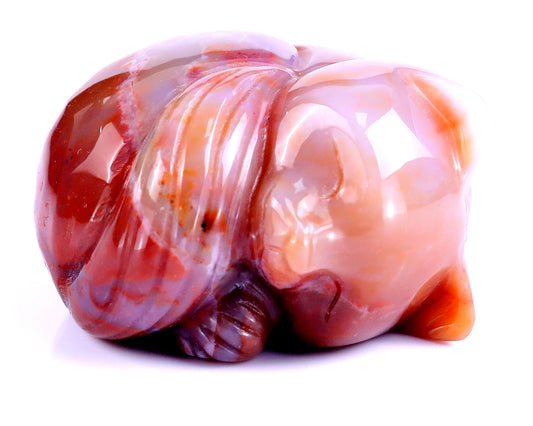 2.5" Red Jasper Hand Carved Crystal Sleepy Cat Sculpture