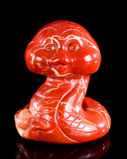 2.9" Red Jasper Hand Carved Crystal Baby Snake Sculpture